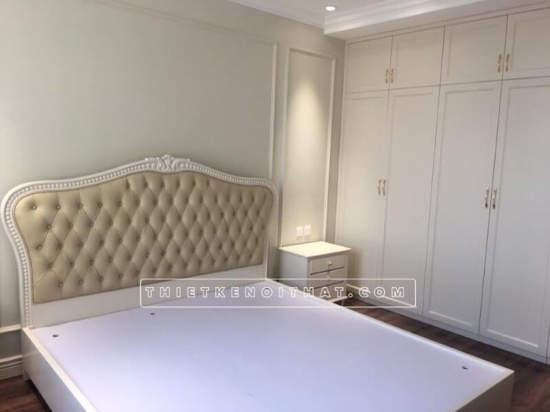 Thi công giường ngủ gỗ công nghiệp, đầu giường bọc da cao cấp tại chung cư Dcapital Trần Duy Hưng Cầu Giấy Hà Nội