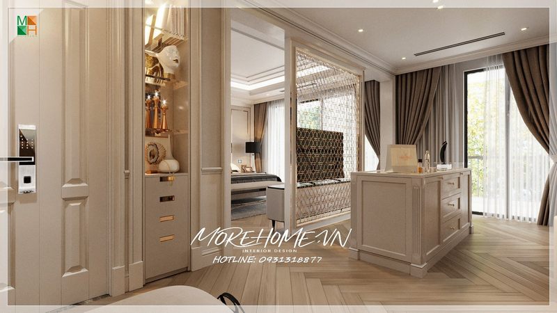 Phòng ngủ có phòng thay đồ là 1 thiết kế hiện đại mang phong cách được ưa chuộng nhất trên thị trường hiện nay. Đặc biệt là trong thiết kế kiến trúc nhà phố và nhà biệt thự, chung cư